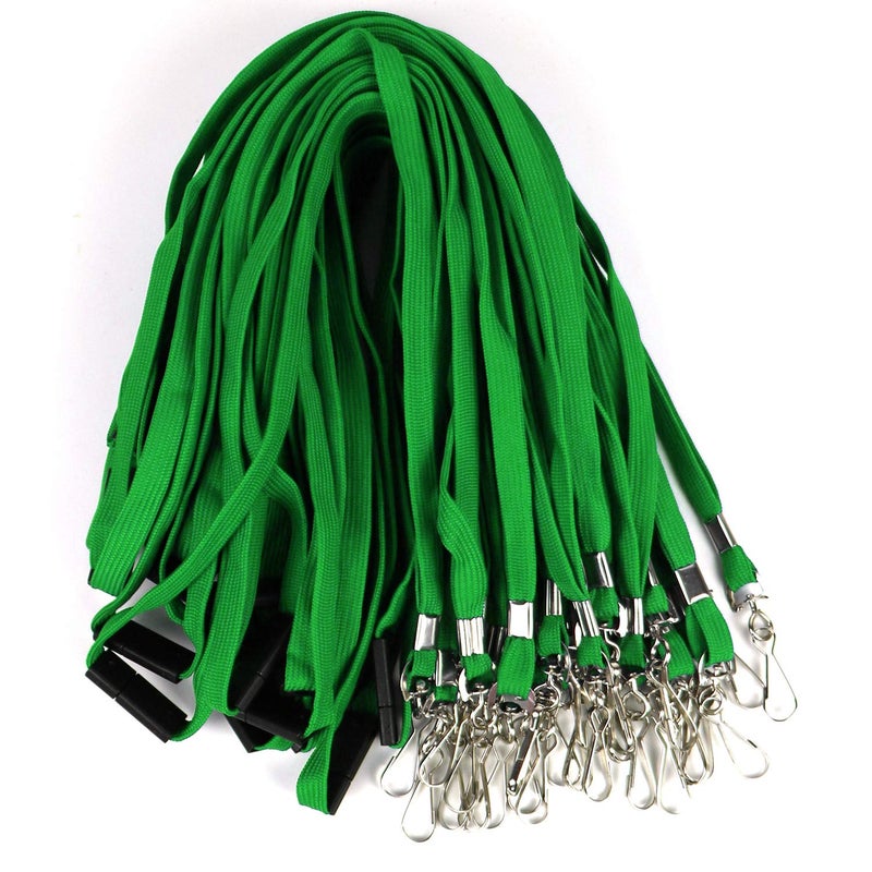 Ollain Safety Breakaway Lanyard With J-Hook for ID Badges, Cruise, Business Card, NameTag - Premium Flat Lanyards for Women/Men, Employees, Students (Green, Breakaway 50 Pack) - Image 5